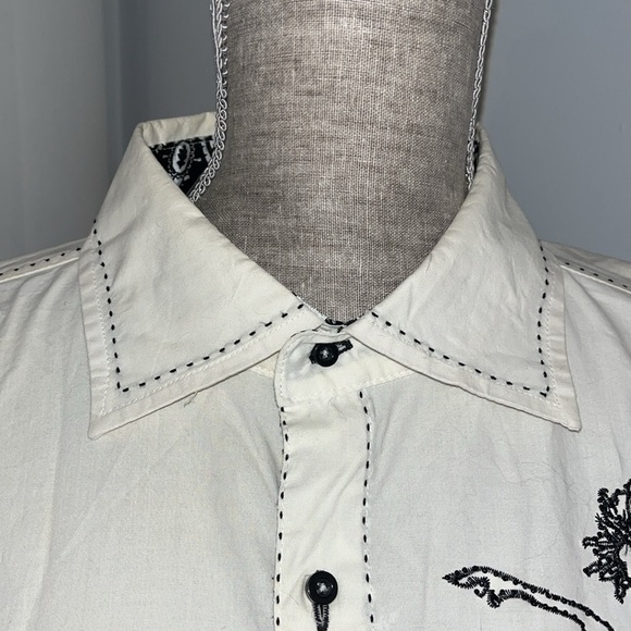 Wild West Western Wear NWOT White Cowboy Shirt, Embroidered Horse Logo, Medium - Picture 3 of 9